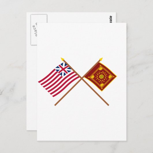 Crossed Grand Gewerkschaft und Pulaski Flags Postkarte (Vorne/Hinten)