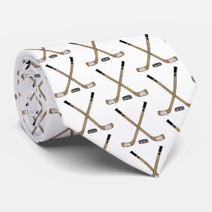 Crossed Hockey Sticks und Puck Brown Krawatte