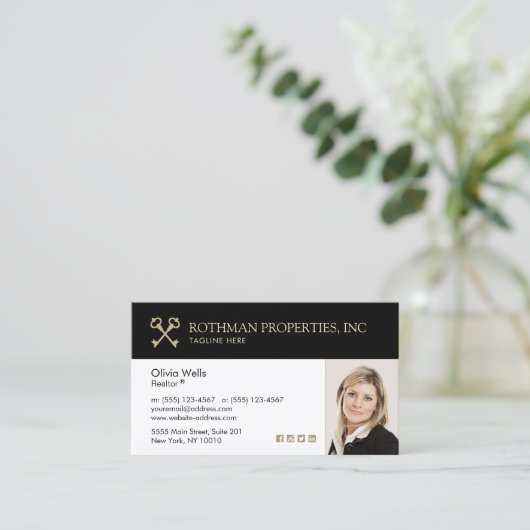 Crossed Keys Real Anwesen Agent Fotoshop Visitenkarte (Stehend Vorderseite)