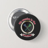 Crossed Lacrosse Sticks Ball Passport Spiel Button (Vorne & Hinten)