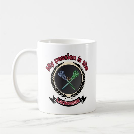 Crossed Lacrosse Sticks Ball Passport Spiel Kaffeetasse (Links)