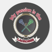 Crossed Lacrosse Sticks Ball Passport Spiel Runder Aufkleber (Vorderseite)