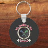 Crossed Lacrosse Sticks Ball Passport Spiel Schlüsselanhänger (Vorderseite)