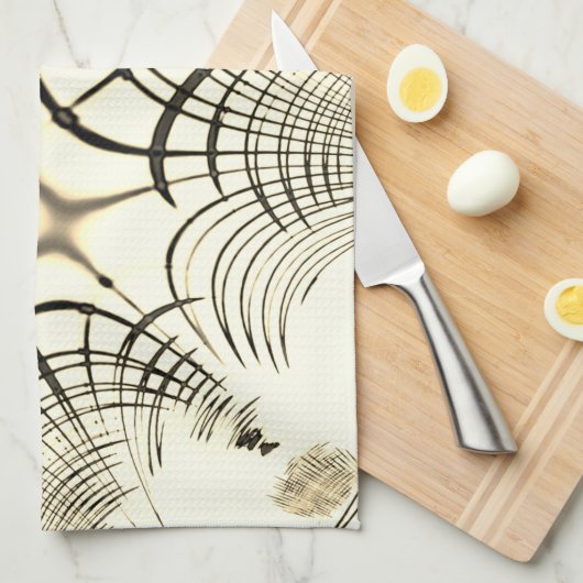 Crossed-nut-braune oder khaki gebogene Spuren in B Geschirrtuch (Viertel Falte)