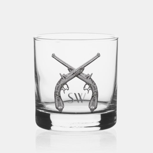 Crossed Pistole Monogram Whiskyglas (Vorderseite)
