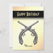 Crossed Pistols Geburtstagsparty Einladung (Vorderseite)