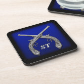 Crossed Pistols Personalisiert Square Untersetzer (Linke Seite)