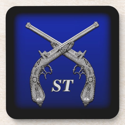 Crossed Pistols Personalisiert Square Untersetzer (Vorderseite)