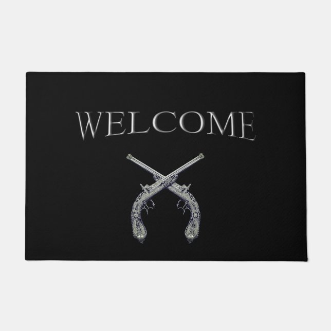 Crossed Pistols Welcome Mat für die Eingangstür gr Fußmatte (Vorderseite)