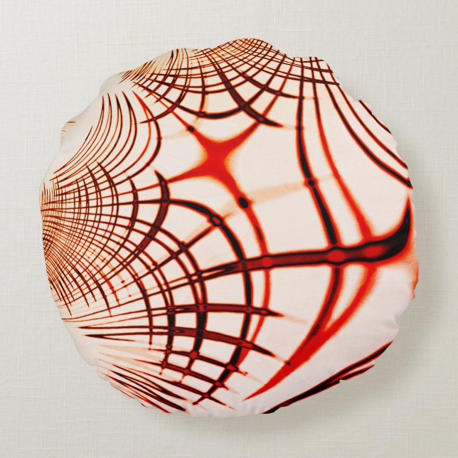 Crossed red red brawn gekrümmte Spuren, Alterseffe Rundes Kissen (Rückseite)