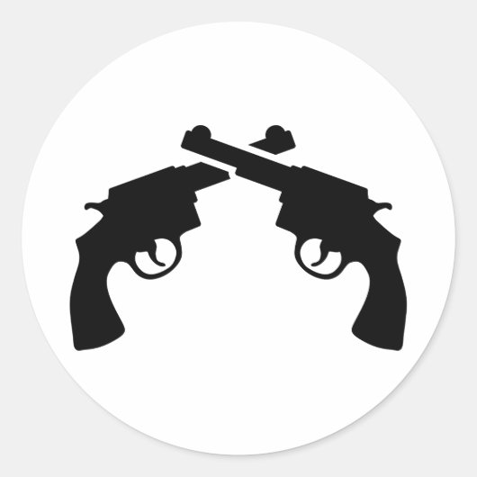 Crossed Revolver Runder Aufkleber (Vorderseite)