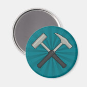 Crossed Rock Hammers mit Sunburst Magnet (Vorderseite/Rückseite)