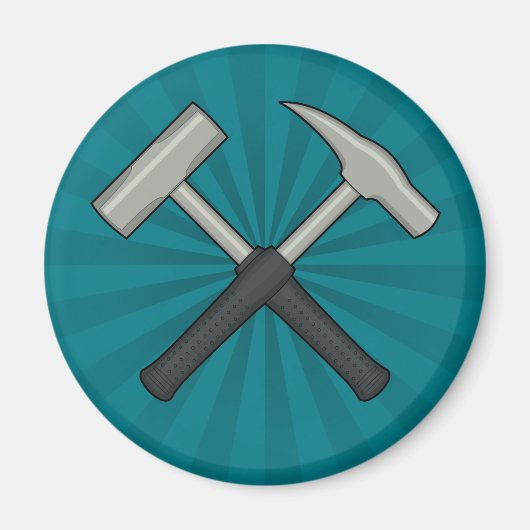 Crossed Rock Hammers mit Sunburst Magnet (Vorne)