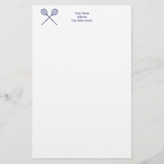 Crossed Squash Racquets Blue Briefpapier (Vorderseite)