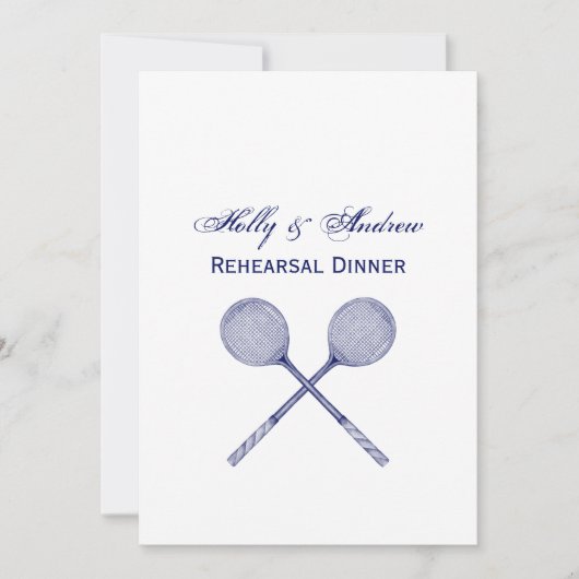 Crossed Squash Racquets Blue Einladung (Vorderseite)