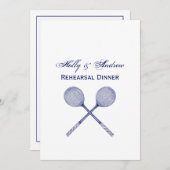 Crossed Squash Racquets Blue Einladung (Vorne/Hinten)