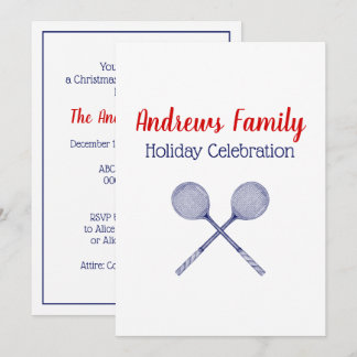 Crossed Squash Racquets Blue Einladung