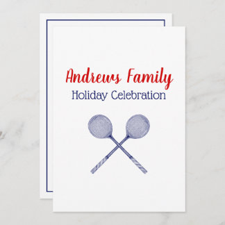 Crossed Squash Racquets Blue Einladung