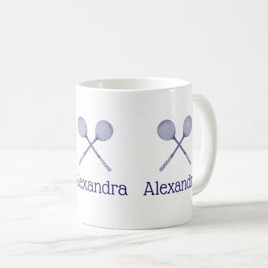 Crossed Squash Racquets Blue Kaffeetasse (VorderseiteRechts)