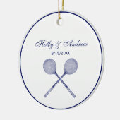Crossed Squash Racquets Blue Keramik Ornament (Links)