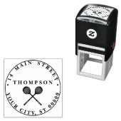 Crossed Squash Racquets Blue Name Address Permastempel (Beispiel)