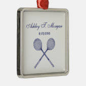 Crossed Squash Racquets Blue Ornament Aus Metall (Rechts)