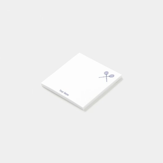 Crossed Squash Racquets Blue Post-it Klebezettel (angewinkelt)