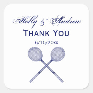 Crossed Squash Racquets Blue Quadratischer Aufkleber