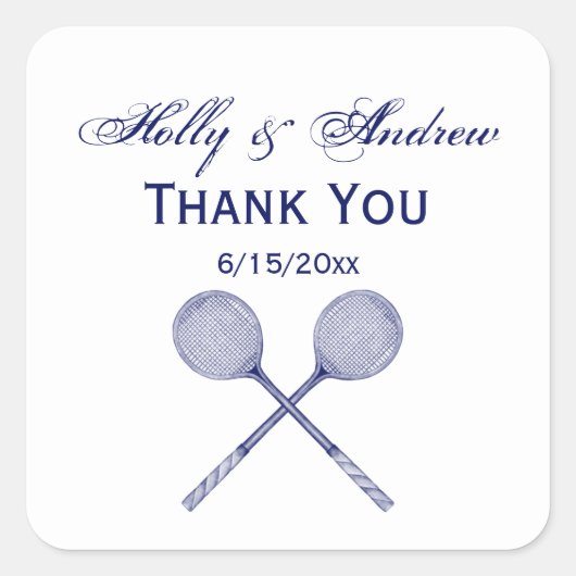 Crossed Squash Racquets Blue Quadratischer Aufkleber (Vorderseite)