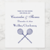 Crossed Squash Racquets Blue Weinetikett (Einzelnes Label)