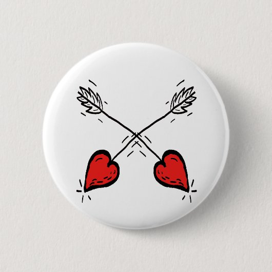 Crossed Strawberry Heart Arrows - Button (Vorderseite)