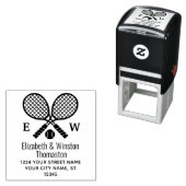 Crossed Tennis Racquets Monogram Name Address Permastempel (Beispiel)