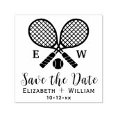 Crossed Tennis Racquets Monogram Save the Date Permastempel (Design)