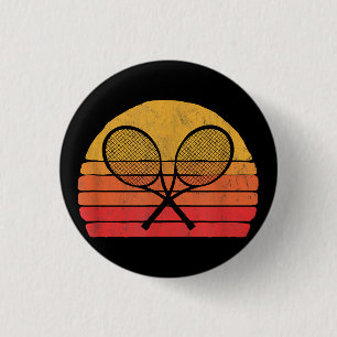Crossed Tennis Racquets Retro 80er Vintager Grap Button