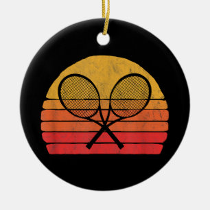 Crossed Tennis Racquets Retro 80er Vintager Grap Keramik Ornament