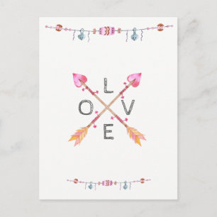 Crossed Tribal Heart Arrow Liebe Postkarte