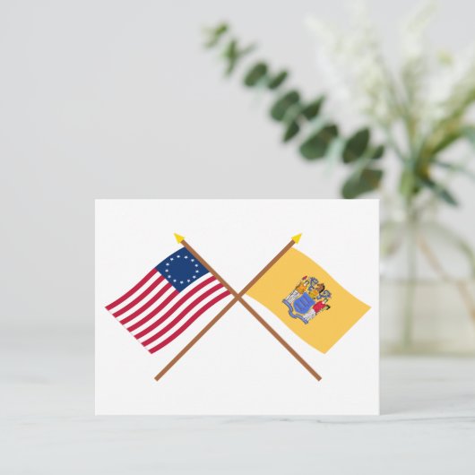 Crossed US 13-Sterne und New Jersey State Flags Postkarte (Stehend Vorderseite)