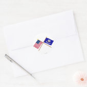 Crossed US 20-Sterne und Louisiana State Flags Runder Aufkleber (Umschlag)