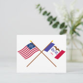 Crossed US 29-Sterne und Iowa State Flags Postkarte (Stehend Vorderseite)