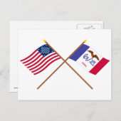 Crossed US 29-Sterne und Iowa State Flags Postkarte (Vorne/Hinten)