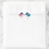 Crossed US 46-Sterne und Oklahoma State Flags Runder Aufkleber (Tasche)