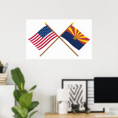 Crossed US 48-star and Arizona State Flags Poster (Heimbüro)