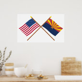Crossed US 48-star and Arizona State Flags Poster (Küche)
