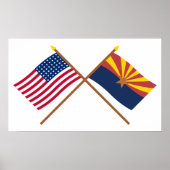 Crossed US 48-star and Arizona State Flags Poster (Vorne)