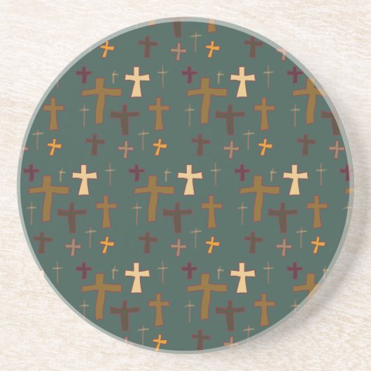 Crosses Christian Themed Dark Teal Getränkeuntersetzer (Vorne)