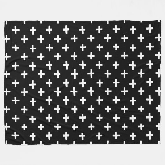 Crosses Pattern - Schwarz Fleecedecke (Vorderseite (Horizontal))
