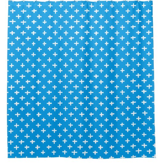Crosses Pattern - Weiß in Blue 009dea Duschvorhang (Vorderseite)