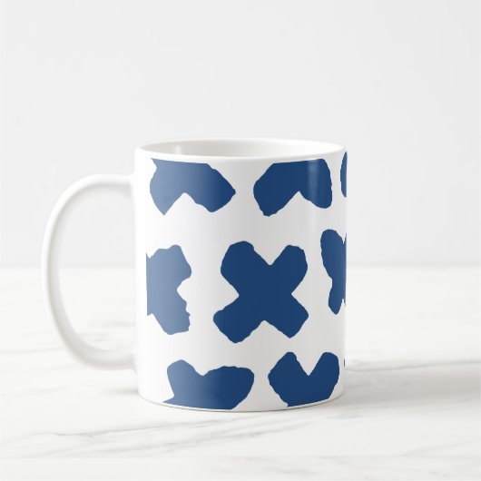 Crosses Shibori: Indigo Batik Muster Kaffeetasse (Links)