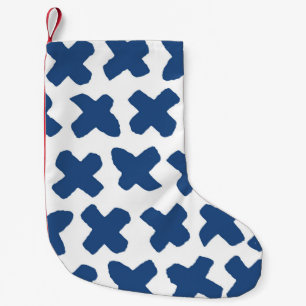 Crosses Shibori: Indigo Batik Muster Kleiner Weihnachtsstrumpf