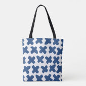 Crosses Shibori: Indigo Batik Muster Tasche (Rückseite)